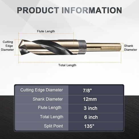 Uxcell 3pcs 21/32 "Drill Bit 1/2" مخفضة Shank M35 Cobalt 5 ٪ in Kuwait