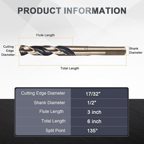 Uxcell 3pcs 21/32 "Drill Bit 1/2" مخفضة Shank M35 Cobalt 5 ٪ in Kuwait