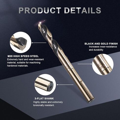 Uxcell 3pcs 21/32 "Drill Bit 1/2" مخفضة Shank M35 Cobalt 5 ٪ in Kuwait
