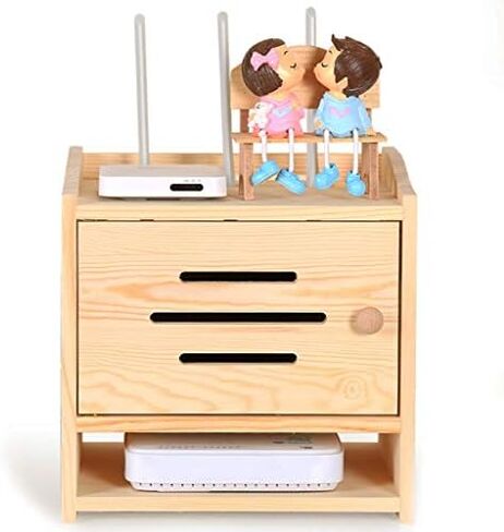 Router Storage Box，Box Wall Mount WiFi Router Stand Router Storage Box Floating Wall Mounted Shelf Shelf Bracket for TV Accessories WiFi Router TV Box Set Top，White-30 * 23 * 30.5cm in Saudi Arabia