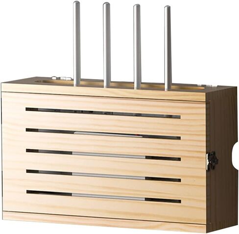 Router Fences Wireless Router Storage Box Wall Mounted Router Storage Box Multi Function WiFi Router Storage Boxes TV Lower Row Socket Occlusion Box，Nutural-b-34x20x10cm in Saudi Arabia