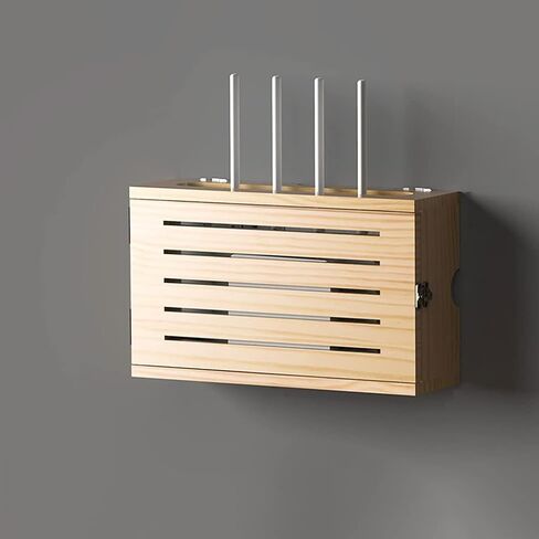 Router Fences Wireless Router Storage Box Wall Mounted Router Storage Box Multi Function WiFi Router Storage Boxes TV Lower Row Socket Occlusion Box，Nutural-b-34x20x10cm in Saudi Arabia