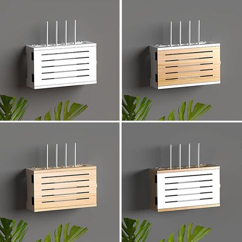 Router Fences Wireless Router Storage Box Wall Mounted Router Storage Box Multi Function WiFi Router Storage Boxes TV Lower Row Socket Occlusion Box，Nutural-b-34x20x10cm in Saudi Arabia