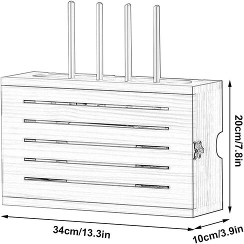 Router Fences Wireless Router Storage Box Wall Mounted Router Storage Box Multi Function WiFi Router Storage Boxes TV Lower Row Socket Occlusion Box，Nutural-b-34x20x10cm in Saudi Arabia