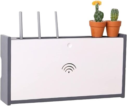 Wall Mounted Router Storage Box Wireless Router Storage Shelf， Socket Shielding Wire Finishing Wire Box Floating Shelf，Wall- Mounted WiFi Router Storage Box，Wood Color-28 * 25 * 10cm in Saudi Arabia
