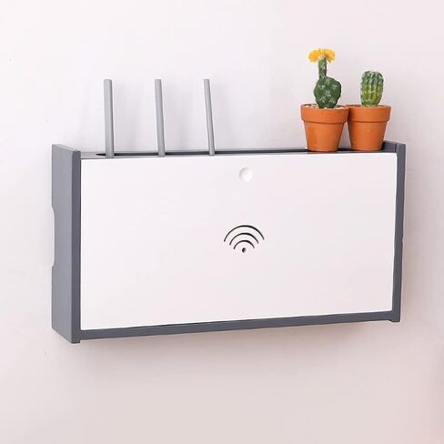 Wall Mounted Router Storage Box Wireless Router Storage Shelf， Socket Shielding Wire Finishing Wire Box Floating Shelf，Wall- Mounted WiFi Router Storage Box，Wood Color-28 * 25 * 10cm in Saudi Arabia