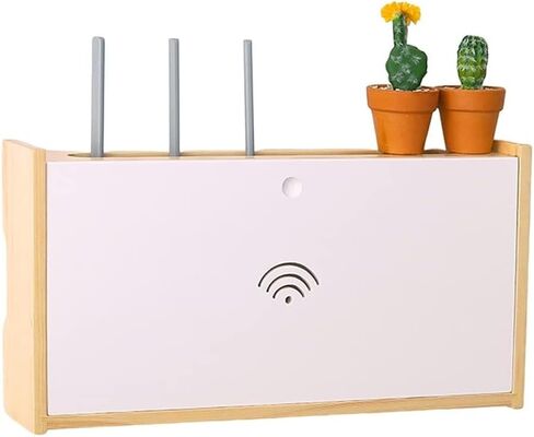 Wall Mounted Router Storage Box Wireless Router Storage Shelf， Socket Shielding Wire Finishing Wire Box Floating Shelf，Wall- Mounted WiFi Router Storage Box，Wood Color-28 * 25 * 10cm in Saudi Arabia