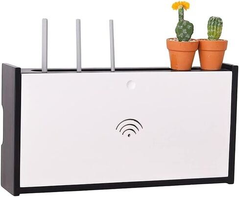 Wall Mounted Router Storage Box Wireless Router Storage Shelf， Socket Shielding Wire Finishing Wire Box Floating Shelf，Wall- Mounted WiFi Router Storage Box，Wood Color-28 * 25 * 10cm in Saudi Arabia