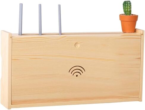 Wall Mounted Router Storage Box Wireless Router Storage Shelf， Socket Shielding Wire Finishing Wire Box Floating Shelf，Wall- Mounted WiFi Router Storage Box，Wood Color-28 * 25 * 10cm in Saudi Arabia