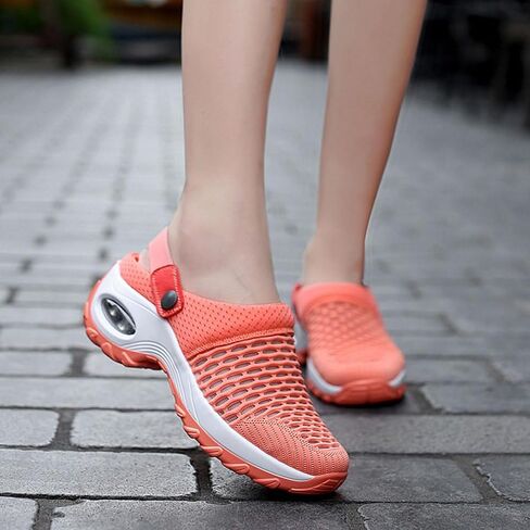 Women's Orthopedic Clogs with Air Cushion Support to Reduce Back and Knee Pressure Slippers Sandals Slip on Stretch Wide Width Arch Mules Summer Mesh Sneaker Lightweight Outdoor Walking Shoes in Saudi Arabia