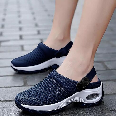 Women's Orthopedic Clogs with Air Cushion Support to Reduce Back and Knee Pressure Slippers Sandals Slip on Stretch Wide Width Arch Mules Summer Mesh Sneaker Lightweight Outdoor Walking Shoes in Saudi Arabia