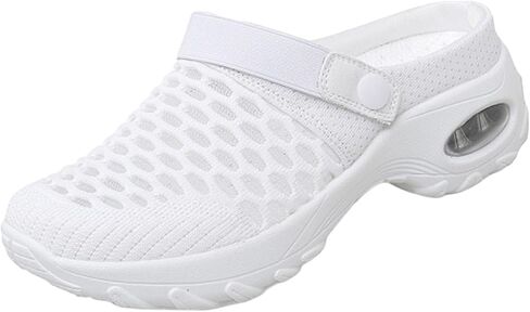 Women's Orthopedic Clogs with Air Cushion Support to Reduce Back and Knee Pressure Slippers Sandals Slip on Stretch Wide Width Arch Mules Summer Mesh Sneaker Lightweight Outdoor Walking Shoes in Saudi Arabia