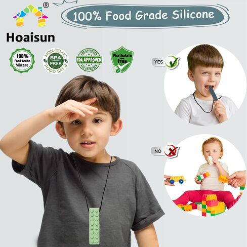 Chew Necklaces for Sensory Kids Boys, 6 Pack Chewy Necklace Sensory Toys for Kids with Autism, ADHD, SPD, Chewing, Silicone Chew Toys Fidget Necklace for Aggressive Chewers Teething in Kuwait