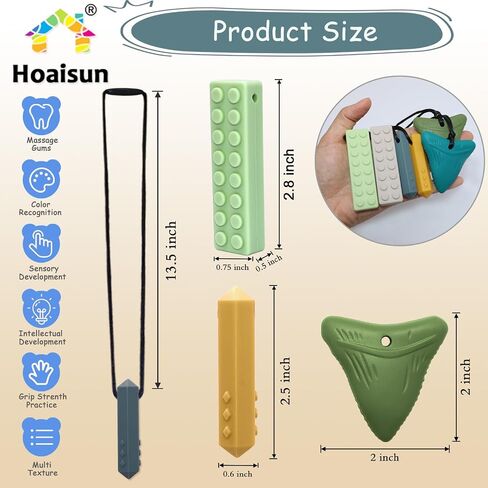 Chew Necklaces for Sensory Kids Boys, 6 Pack Chewy Necklace Sensory Toys for Kids with Autism, ADHD, SPD, Chewing, Silicone Chew Toys Fidget Necklace for Aggressive Chewers Teething in Kuwait