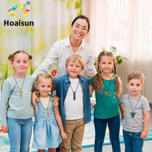 Chew Necklaces for Sensory Kids Boys, 6 Pack Chewy Necklace Sensory Toys for Kids with Autism, ADHD, SPD, Chewing, Silicone Chew Toys Fidget Necklace for Aggressive Chewers Teething in Kuwait