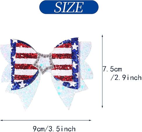 4th of July Hair Clips USA Flag Hair Bows Alligator Clip for Kids Girls Patriotic Stars Bow Hair Clips Glitter Red White Blue Sequin Hairpins Independence Day Hair Accessories for Toddlers Baby 2Pcs in Kuwait