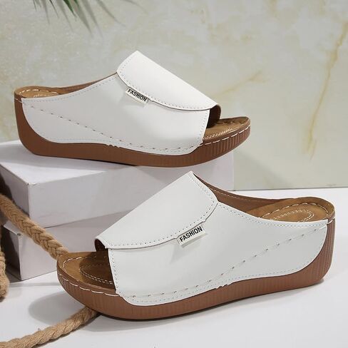 Rungion Womens Wedge Sandals Shoes Orthopedic Summer Summer Beach slipper مع دعم شرائح منصة غير رسمية in Kuwait