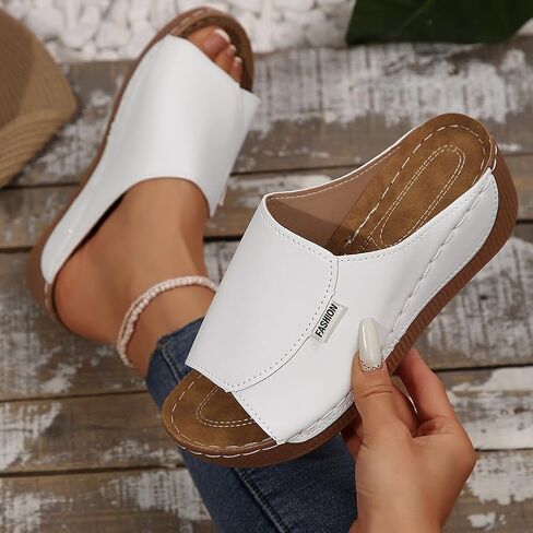 Rungion Womens Wedge Sandals Shoes Orthopedic Summer Summer Beach slipper مع دعم شرائح منصة غير رسمية in Kuwait