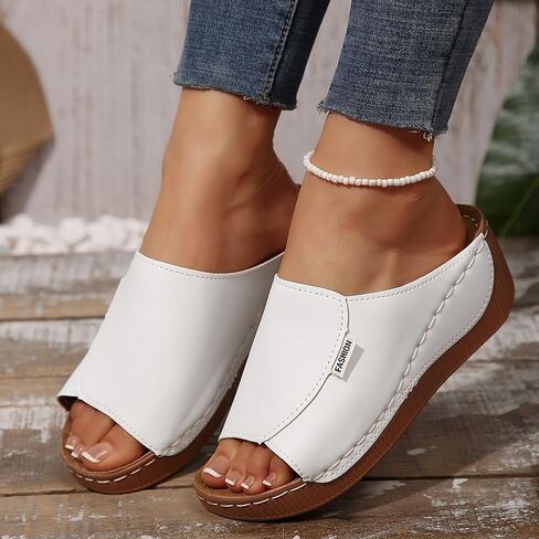 Rungion Womens Wedge Sandals Shoes Orthopedic Summer Summer Beach slipper مع دعم شرائح منصة غير رسمية in Kuwait