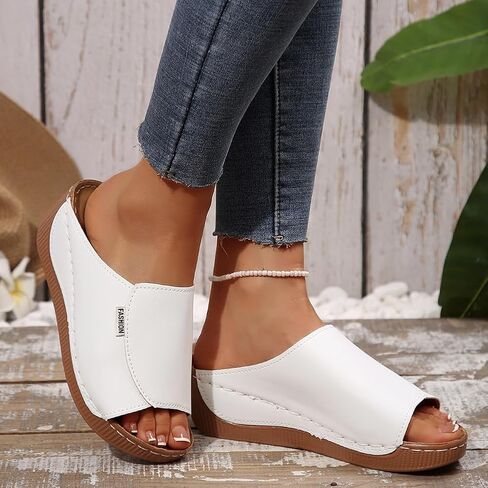 Rungion Womens Wedge Sandals Shoes Orthopedic Summer Summer Beach slipper مع دعم شرائح منصة غير رسمية in Kuwait