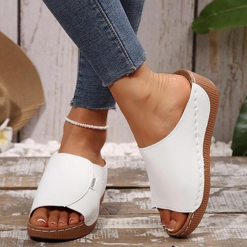 Rungion Womens Wedge Sandals Shoes Orthopedic Summer Summer Beach slipper مع دعم شرائح منصة غير رسمية in Kuwait