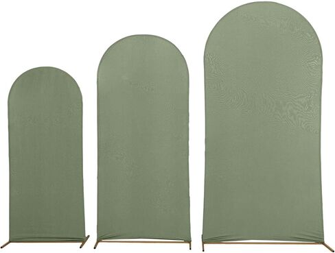 Efavormart Set of 3 | Brown Rustic Wood Plank Pattern Spandex Fitted Wedding Arch Covers for Round Top Chiara Backdrop Stands - 5ft, 6ft, 7ft in Kuwait