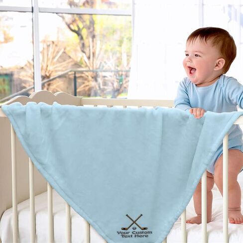 Custom Embroidery Nursery Bedding Baby Blankets for Boys & Girls Hockey Sticks in Kuwait