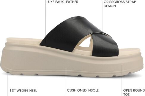 Journee Womens cushioned footbeds Cathie flip-flop sandal faux leather woven strap open toe in Saudi Arabia