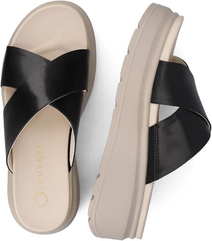 Journee Womens cushioned footbeds Cathie flip-flop sandal faux leather woven strap open toe in Saudi Arabia