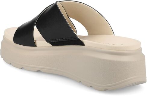 Journee Womens cushioned footbeds Cathie flip-flop sandal faux leather woven strap open toe in Saudi Arabia