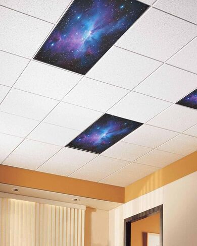 4 Pack Cute Cartoon Fluorescent Light Covers Rocket Moon Stars Night Sky Clouds Magnetic Light Covers Fluorescent Ceiling Shade Filters for Classroom Office School Home 4 x 2 Feet in Kuwait