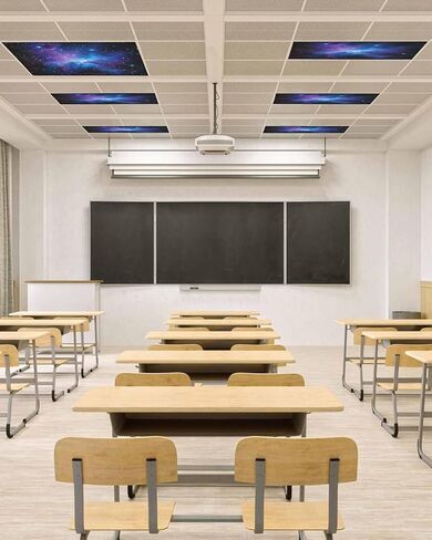 4 Pack Cute Cartoon Fluorescent Light Covers Rocket Moon Stars Night Sky Clouds Magnetic Light Covers Fluorescent Ceiling Shade Filters for Classroom Office School Home 4 x 2 Feet in Kuwait