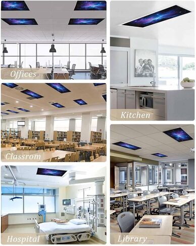 4 Pack Cute Cartoon Fluorescent Light Covers Rocket Moon Stars Night Sky Clouds Magnetic Light Covers Fluorescent Ceiling Shade Filters for Classroom Office School Home 4 x 2 Feet in Kuwait