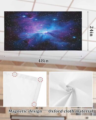 4 Pack Cute Cartoon Fluorescent Light Covers Rocket Moon Stars Night Sky Clouds Magnetic Light Covers Fluorescent Ceiling Shade Filters for Classroom Office School Home 4 x 2 Feet in Kuwait