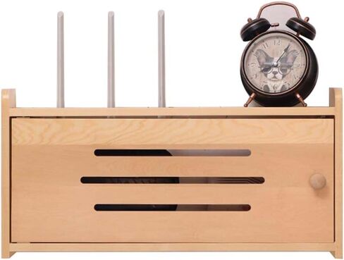 Floating Shelves Wireless Router Storage Box Solid Wooden Network Set Top Box TV Lower Row Socket Occlusion Box Wireless WiFi Router Shelf，C-50X10X25cm in Saudi Arabia