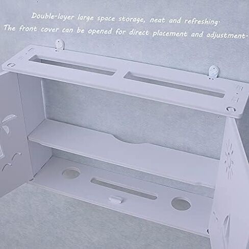 Router Storage Box，WiFi Router Bracket Set-top Floating Wall Mounted Shelf Router Equipment Wall Shelf for Living Room Hotel Home and Office WiFi Router，White-48 * 11cm*31.5 in Saudi Arabia
