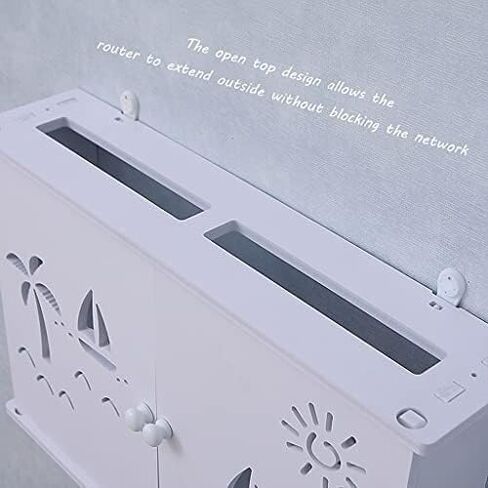 Router Storage Box，WiFi Router Bracket Set-top Floating Wall Mounted Shelf Router Equipment Wall Shelf for Living Room Hotel Home and Office WiFi Router，White-48 * 11cm*31.5 in Saudi Arabia