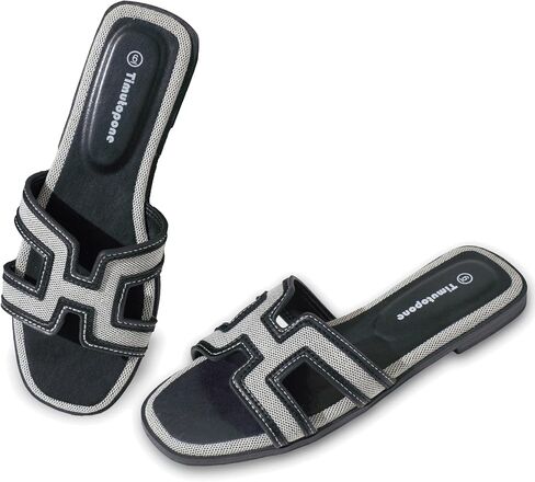 H Flat Sandals for Women Dressy Lightweight Comfortable Slide Sandal Fashion 2025 Summer Trendy Casual Slip-On Shoes in Saudi Arabia