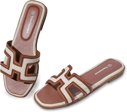 H Flat Sandals for Women Dressy Lightweight Comfortable Slide Sandal Fashion 2025 Summer Trendy Casual Slip-On Shoes in Saudi Arabia