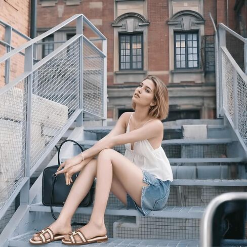 H Flat Sandals for Women Dressy Lightweight Comfortable Slide Sandal Fashion 2025 Summer Trendy Casual Slip-On Shoes in Saudi Arabia
