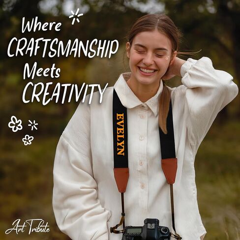 Custom Camera Strap, Embroidered Name Camera Strap Padded Universal Fit Neck Shoulder & Crossbody Strap Quick Release For DSLR/SLR/Mirrorless Canon Nikon Sony Compatible Photographers Gift - Black in Kuwait