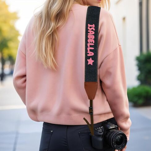 Custom Camera Strap, Embroidered Name Camera Strap Padded Universal Fit Neck Shoulder & Crossbody Strap Quick Release For DSLR/SLR/Mirrorless Canon Nikon Sony Compatible Photographers Gift - Black in Kuwait