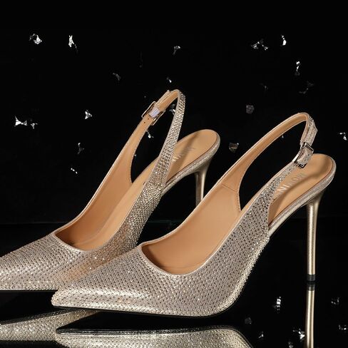 Movinsteps الكعب المتبادل للنساء مضخات مدببة الإغلاق الإغلاق الإبزيم Sexy Stiletto High High Heels Office Work Wedding Fashion Elegant Dary Shoes 4 Inch in Kuwait