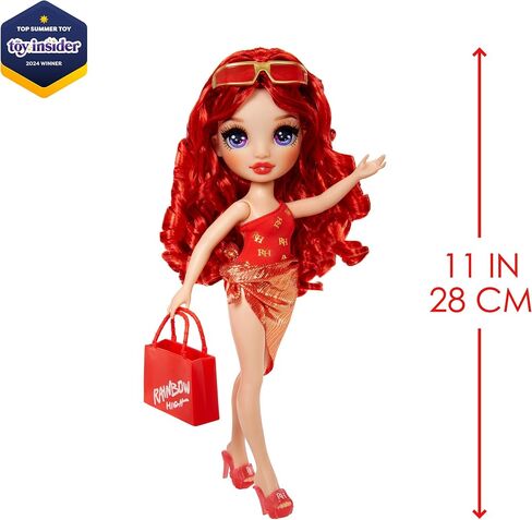 Rainbow High Swim & Style Ruby, Red 11" Fashion Doll with Shimmery Wrap to Style 10+ Ways, Removable Swimsuit, Sandals, Fun Play Accessories. Kids Toy Gift Ages 4-12 Years in Saudi Arabia