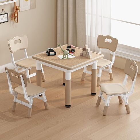 Kids Table and Chairs, Height Adjustable Childrens Table and Chair Set, Kids Tables for Age 2-8, Graffiti Desktop, Table for Kids with 2 Seats, Small Kids Table, Max 300lbs in Saudi Arabia