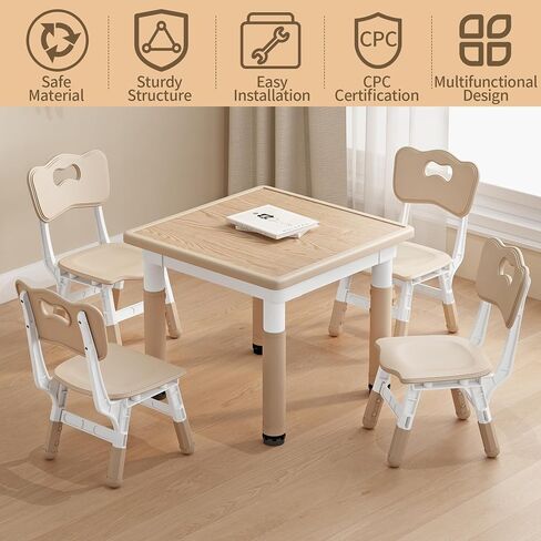 Kids Table and Chairs, Height Adjustable Childrens Table and Chair Set, Kids Tables for Age 2-8, Graffiti Desktop, Table for Kids with 2 Seats, Small Kids Table, Max 300lbs in Saudi Arabia