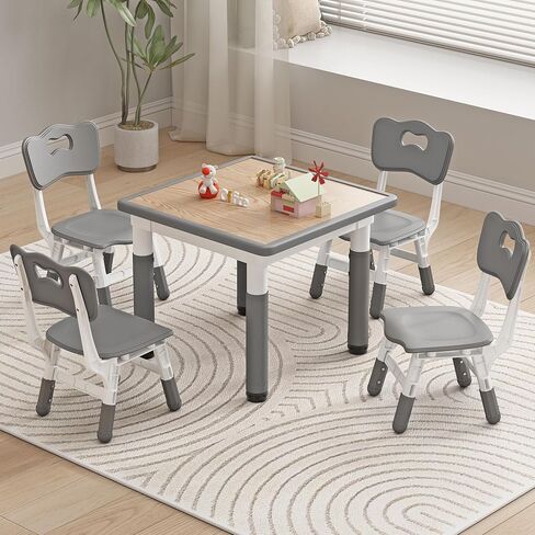 Kids Table and Chairs, Height Adjustable Childrens Table and Chair Set, Kids Tables for Age 2-8, Graffiti Desktop, Table for Kids with 2 Seats, Small Kids Table, Max 300lbs in Saudi Arabia