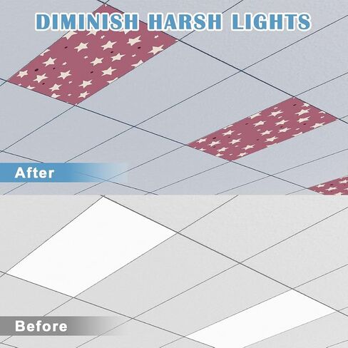 6 Pack Fluorescent Light Covers for Ceiling Lights Seamless pattern stars polka dots Cute baby for Pattern Decorative Magnetic Fluorescent Covers for Classroom Office Home 2x4 ft in Saudi Arabia