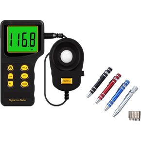 Light Meter, Digital Light Lux Meter Tester (1~100.000lux) Environmental Testing Handheld Type Illuminometer Photometer Detector Measuring,for Plants, Car Headlights, Home & Office LEDs