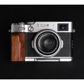 Ebony Walnut Wood Quick Release L Hand Grip + Aluminum Alloy Baseplate for Fuji Film X100vi X100V6 Camera Handle Holder (Wallnut,Black)